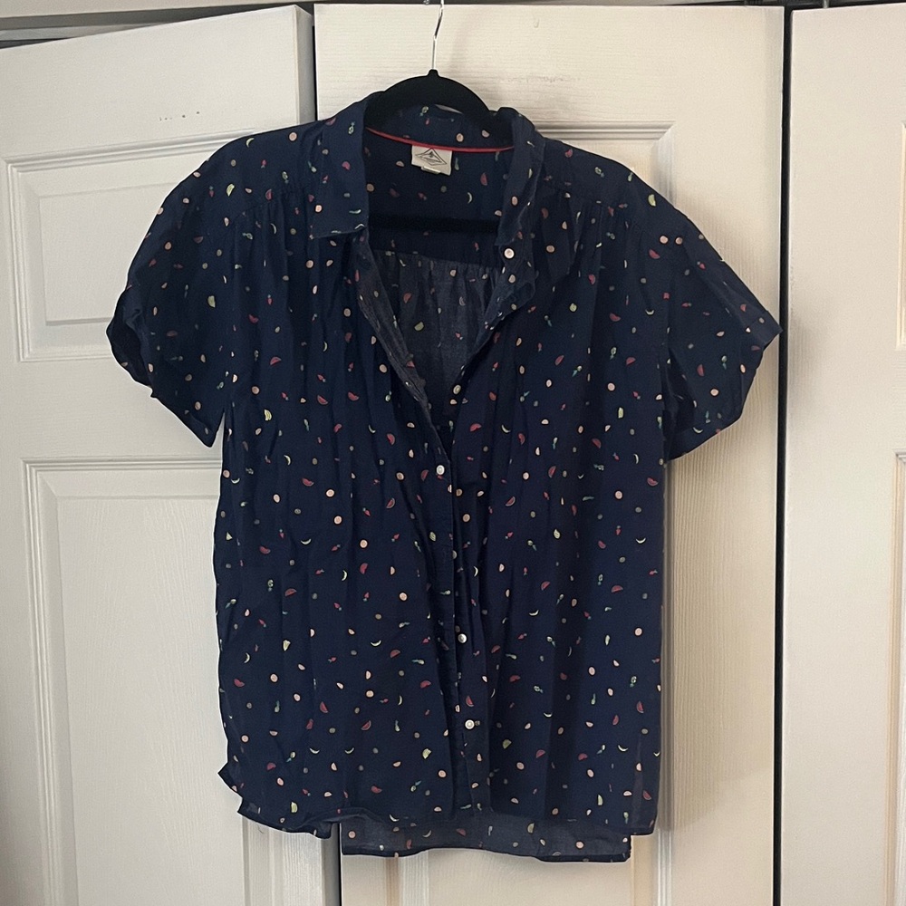 St. John's Bay Navy Shirt with Colorful Fruit Design